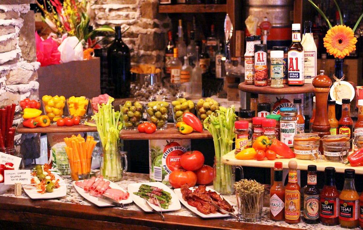 a bunch of food on a table